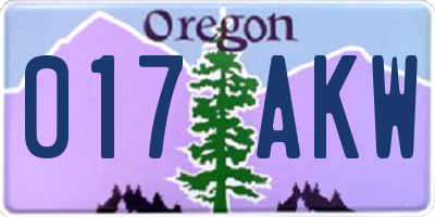 OR license plate 017AKW