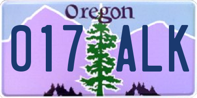 OR license plate 017ALK
