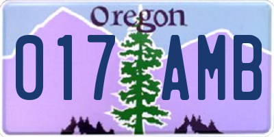 OR license plate 017AMB