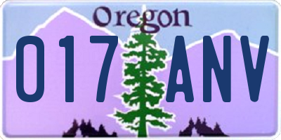 OR license plate 017ANV