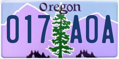 OR license plate 017AOA