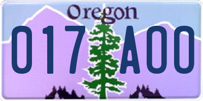 OR license plate 017AOO