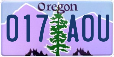 OR license plate 017AOU