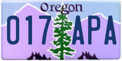 OR license plate 017APA