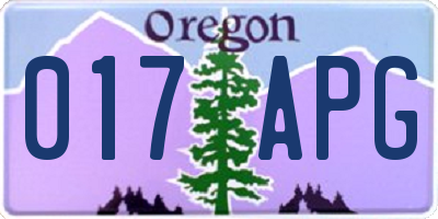 OR license plate 017APG
