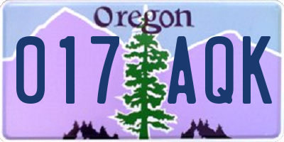 OR license plate 017AQK