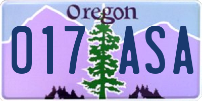 OR license plate 017ASA