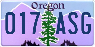 OR license plate 017ASG