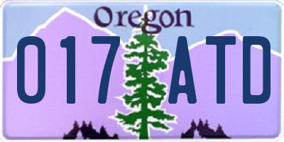 OR license plate 017ATD
