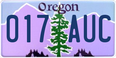 OR license plate 017AUC