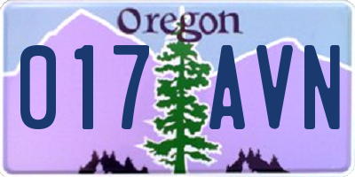 OR license plate 017AVN