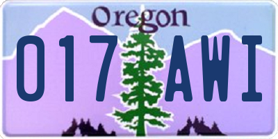 OR license plate 017AWI