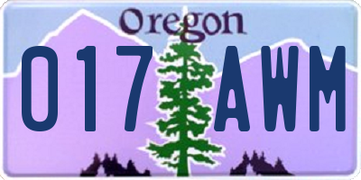 OR license plate 017AWM