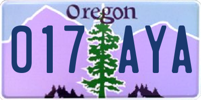 OR license plate 017AYA