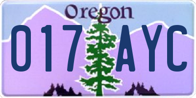 OR license plate 017AYC
