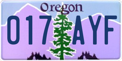 OR license plate 017AYF