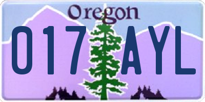 OR license plate 017AYL