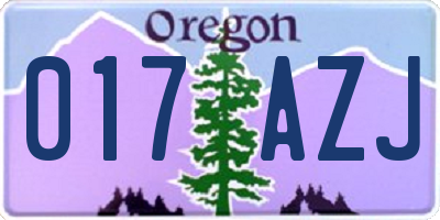 OR license plate 017AZJ