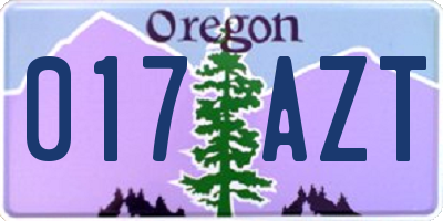 OR license plate 017AZT