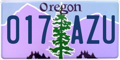 OR license plate 017AZU