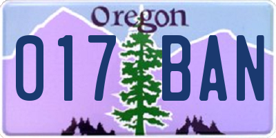 OR license plate 017BAN