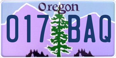 OR license plate 017BAQ