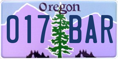OR license plate 017BAR