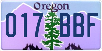OR license plate 017BBF