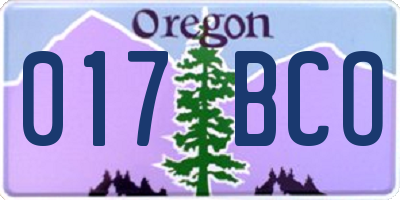 OR license plate 017BCO