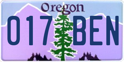 OR license plate 017BEN