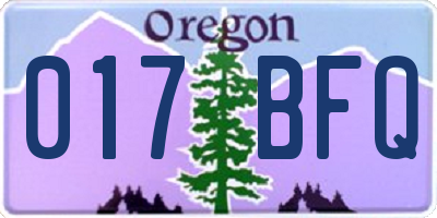OR license plate 017BFQ
