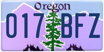 OR license plate 017BFZ