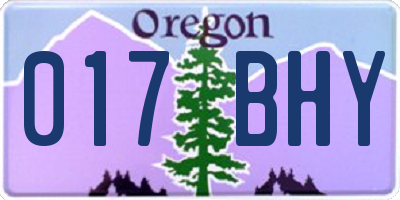 OR license plate 017BHY