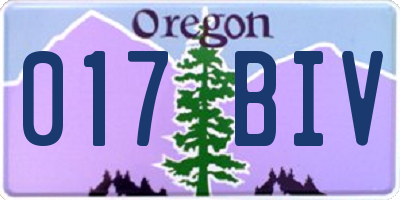 OR license plate 017BIV