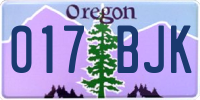 OR license plate 017BJK