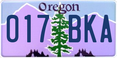 OR license plate 017BKA