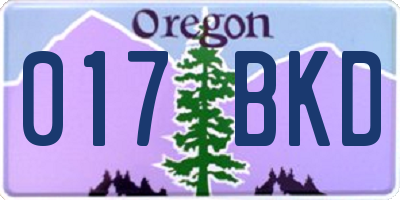 OR license plate 017BKD