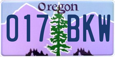 OR license plate 017BKW