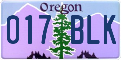 OR license plate 017BLK