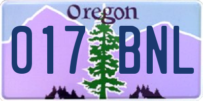OR license plate 017BNL