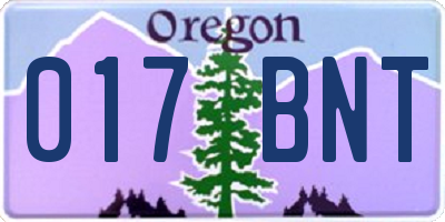 OR license plate 017BNT