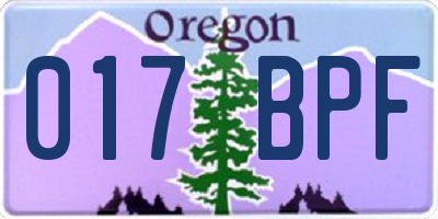 OR license plate 017BPF