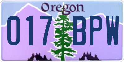 OR license plate 017BPW