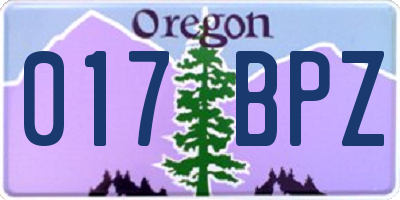 OR license plate 017BPZ