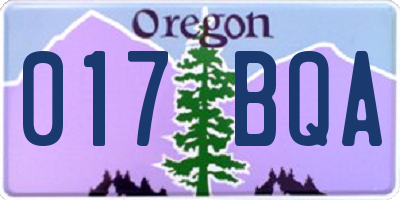OR license plate 017BQA