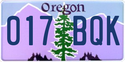 OR license plate 017BQK