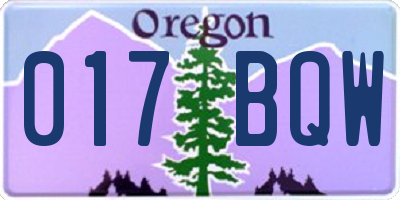 OR license plate 017BQW
