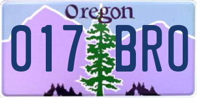 OR license plate 017BRO