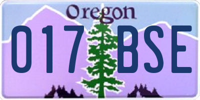 OR license plate 017BSE
