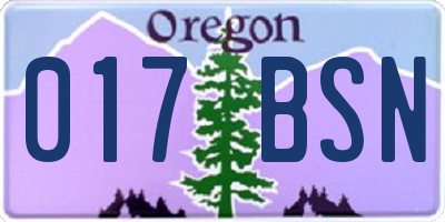 OR license plate 017BSN